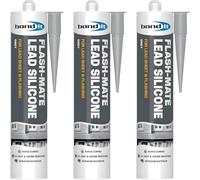 Bond It Flash-Mate Lead Silicone Sealant Grey Pack 3 x 285ml - Exterior Silicone Sealant Waterproof, All Weather Roof Sealant, Flexible Outdoor Sealant for Windows, Guttering, Flashing & Roofing