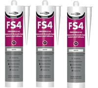 Bond It FS4 FireShield AC Intumescent Sealant White Pack 3 (285ml Each)- Fir Acoustic Sealant & Adhesive, Interior Fire Sealant for Joints, Partitions & Pipe Penetrations