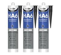 Bond It HA6 High Modulus Marine Silicone Sealant - 3x Black, 310ml | Aquarium-Safe - UV & Saltwater Resistant - Waterproof - Flexible | Ideal Sealant for Glass - Gaskets - & High Movement Joints
