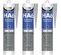 Bond It HA6 Marine Grade RTV Silicone Sealant 310ml x 3 Pack - Aquarium Safe High Modulus Waterproof Silicone Adhesive for Fish Tanks, Marine, Glass, Pond & Exterior Use (Grey)