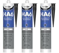 Bond It HA6 Marine Grade RTV Silicone Sealant 310ml x 3 Pack - Aquarium Safe High Modulus Waterproof Silicone Adhesive for Fish Tanks, Marine, Glass, Pond & Exterior Use (Black)