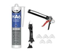 Bond-It HA6 Marine Silicone Sealant Clear 310ml, UV & Saltwater Resistant, Bundled With Caulking Gun, 3-In-1 Silicone Tool Remover And Finisher, Clear Sealant