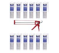 Bond It HA6 Silicone Bundle with Free FIXINGS DIRECT Heavy Duty Silicone Gun - (Black, Clear, White) High Performance Marine and Sanitary Sealant (Clear, 12 Tubs With Silicone Gun)