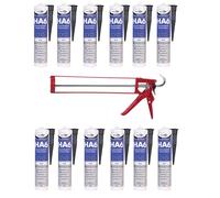Bond It HA6 Silicone Bundle with Free FIXINGS DIRECT Heavy Duty Silicone Gun - (Black, Clear, White) High Performance Marine and Sanitary Sealant (Black, 12 Tubs With Silicone Gun)