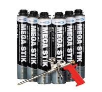 Bond It Mega Stik PU Adhesive Foam 750ml + Applicator Gun, 6 Cans