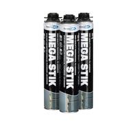 Bond-It Mega Stik PU Adhesive Foam 750ml | Plasterboard Adhesive, Insulation Board Adhesive, No Mess Construction Foam (Box of 3)