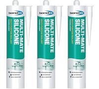 Bond It Multi-Mate Silicone Sealant Translucent Pack of 3 x 285ml - Waterproof Acetoxy High Modulus Sanitary Sealant, Mould Resistant Bathroom Kitchen Shower Window Interior Exterior General Purpose S