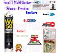 Bond It Premium mm50 Sanitary Silicone Sanitary Sealant Kitchen Eu3 Translucent