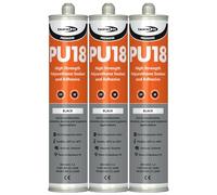 Bond It PU18 High Strength Polyurethane Adhesive and Sealant - 3x Black, 310ml | Sealant Adhesive - Oil & Chemical Resistant | Flexible Sealant for Engineering - Construction - Automotive & Marine