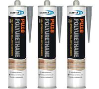 Bond It PU18 Polyurethane Adhesive & Sealant Grey Pack of 3 (310ml Each) - High Strength PU Adhesive for Construction, Automotive & Marine, Interior & Exterior Use