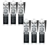 Bond It RAIN-MATE All Weather Sealant - 6x Black, 285ml | Flexible - Waterproof & Weatherproof Roof Sealant | Excellent Adhesion on Damp Surfaces - UV-Resistant | Ideal for Roofing - Windows - Doors