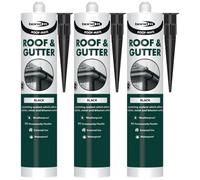 Bond It Roof-Mate Roof & Gutter Lap Jointing Sealant - 3X Black, 285Ml - Waterproof - Weatherproof - Flexible Silicone Sealant
