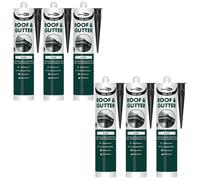 Bond It Roof-Mate Roof & Gutter Lap Jointing Sealant - 6X Black, 285Ml - Waterproof - Weatherproof - Flexible Silicone Sealant