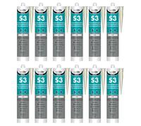 Bond It S3 Sanitary Silicone Sealant - 12x Ivory, 285ml | Premium Sanitary Grade Sealant | Mould-Resistant - Waterproof - Flexible | Silicone Sealant for Home - Bathrooms - Kitchens - & Humid Areas