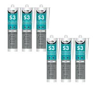Bond It S3 Sanitary Silicone Sealant - 6X White, 285Ml - Premium Sanitary Grade Sealant - Mould-Resistant - Waterproof - Flexible