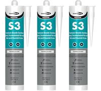 Bond It S3 Sanitary Silicone Sealant Translucent Pack 3 x 285ml - Waterproof Bathroom Sealant, Mould Resistant Flexible Silicone for Shower Sink Kitchen & Wet Areas Interior Use