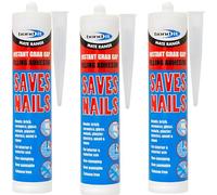 Bond It Saves Nails Instant Grab Adhesive Beige Pack of 3 (285 ml Each) - Multi-Purpose Grab No Nails Adhesive Extra Strong for Wood, Brick, Metal, Plaster, Plastic & Construction Fixings
