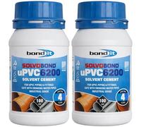 Bond It SolvoBond uPVC 6200 Solvent Cement Pack 2 (100ml Each) - Fast Setting PVC Cement for uPVC Pipes & Fittings, Waterproof PVC Pipe Cement for Plumbing, Drainage & Potable Water Systems