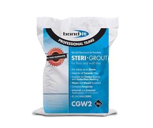 Bond it STERI-GROUT Mould Resistant Flexible Floor & Wall Tile Grout Kitchen Bathroom Hygienic Steri 3KG Colours (Grey)