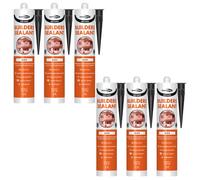 Bond It Ulti-Mate Neutral Cure Builders Silicone - 6X Black, 285Ml - Low Modulus Silicone Sealant For Joints - Doors - Windows