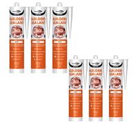 Bond It Ulti-Mate Neutral Cure Builders Silicone - 6X White, 285Ml - Low Modulus Silicone Sealant For Joints - Doors - Windows