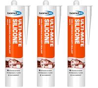 Bond It ULTI-MATE Neutral Cure Builders Silicone Sealant White Pack 3 x 285ml - Waterproof Exterior & Interior Silicone Sealant, Permanently Flexible, Neutral Cure Mastic for Doors, Windows, Glazing