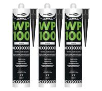 Bond It WP100 EU3 Premium Neutral Cure Oxime Silicone Sealant - 3x Black, 285ml | High-Performance Silicone - Mould-Resistant - Permanently Flexible | Sealant for Building & Construction Joints