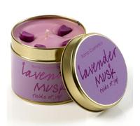 Bomb Cosmetics Lavender Musk Scented Tin Candle; Contains Pure Lavender & Marjoram Essential Oils; Vegan Friendly; 30-35 Hour Burn