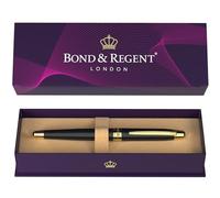 Bond & Regent Gloss Black & 24 Karat Gold - Certified Luxury Grade Rollerball Pen | Nice Gift for Men & Women
