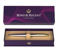 Bond & Regent Silver Chrome & 24 Karat Gold - Certified Luxury Grade Rollerball Pen | Nice Gift for Men & Women