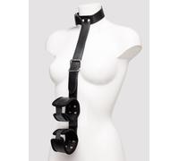 Bondage Boutique Faux Leather Collar to Wrist Restraints - Black Black