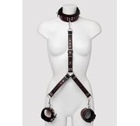 Bondage Boutique Heart Collar to Wrist Restraints - Black Black