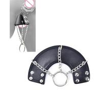 Bondage Chastity Cock Cage BDSM Penis Ring Slave Restraints Leather Cock Ring Ball Stretcher Sex Toys for Men Erotic Tools(AT-080-Style1)