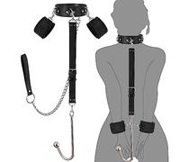 Bondage Collar Anal Hook sex leash Bondage Harness Set With Adjustable Handcuffs & Chain Leash Collar SM Adult Toys Sex Game Accessories (new anal hook set)