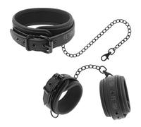 Bondage collar with leather choke and wrist ties, Poids 0.465 Kg