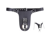 Bondage Gear Chastity Device Harness with Leather Cock for Men, Adult Men's Bondage Leather Chastity Lock Pants, SM BDSM Fetish Sexy Male Lingerie Sex Toy (Black)