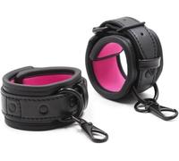 Bondage Handcuffs BDSM Sex Restraints Toys PU Leather Cuffs Sex Toys Adjustable Adult Fetish Erotic Slave SM Game for Couples Women Men (Pink)