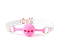 Bondage Masters Ball Gag Silicone, Lockable, Quality Breathable Mouth Gag, Pink
