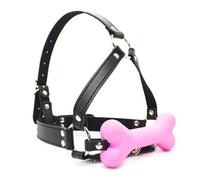 Bondage Masters Bone Gag, Head Harness Mouth Gag, Pink