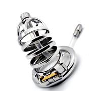 Bondage Masters Chastity Cage Male Chastity Device Surgical Grade Stainless Steel, Removable Urethral Tube