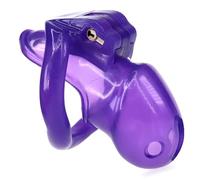 Bondage Masters Chastity Device, with 4 Size Back Rings Included, Purple