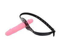 Bondage Masters Double Penis Gag Mouth Gag and Silicone Extended Pecker Gag, Pink