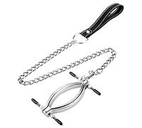 Bondage Masters Female Chastity Device Labia Clamp Spreader, Detachable Leash