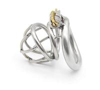 Bondage Masters Male Chastity Device with Air Flow Cage and Secure Ergonomic Back Ring, Silver