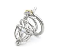 Bondage Masters Male Chastity Device with Air Flow Ultra Secure Cage Removable Urethral Tube, Silver
