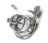 Bondage Masters Medical Grade Stainless Steel Male Chastity Device, Removable Urethral Tube, 50 mm Back Ring Silver
