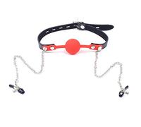 Bondage Masters Mouth Gag Silicone Ball Gag Nipple Clamps