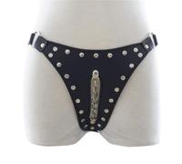 Bondage Masters Open Front Studded Thong with Chain, Fetish Panties