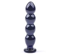 Bondage Masters Sex Toy Sensual Glass Dildo Butt Plug Prostate Massager, 15 cm, Black Bullet