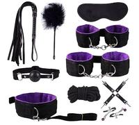 Bondage Restraints Set Leg Spreader Bar for Couples Sex Wrist and Ankle Straps Adult Play Queen Size Purple 10pcs Bed Bondaged Rope Cord & Rope for Bedroom Toys Bondaged Kit Women Sweatshirt